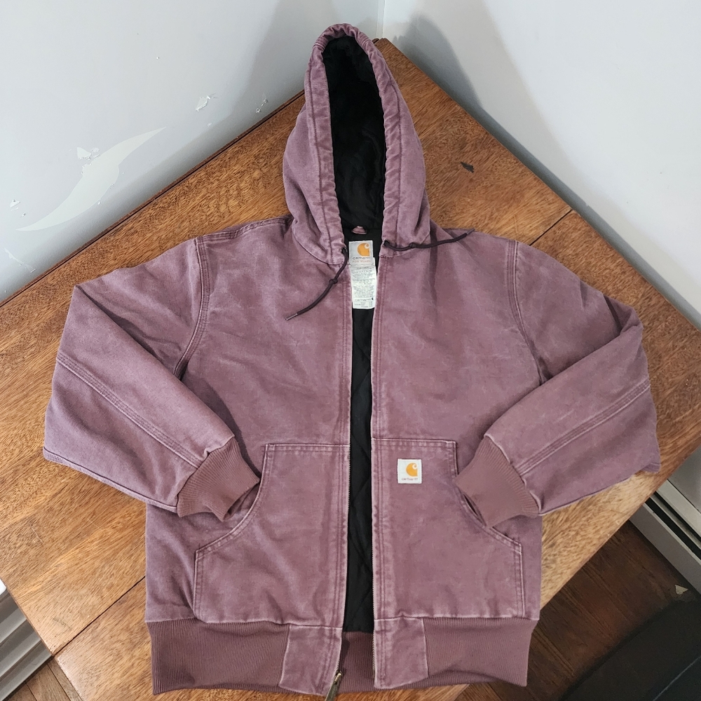 Carhartt  wj130 dpm  Plum Canvas Hooded quilt lined womens Jacket small